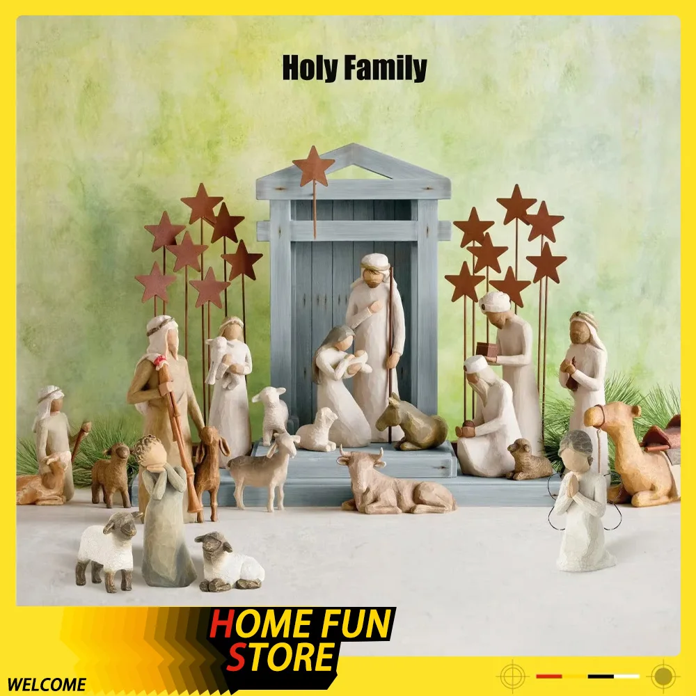 2024 Jesus Nativity Statue Resin Holy Family Willow Tree Set Ornaments Easter Religious Crafts Diy Customized Christmas Gift