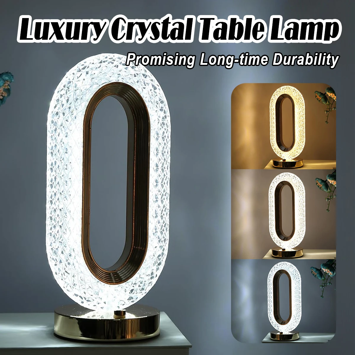 Crystal Oval Table Lamp led small night light street diy Snowy Flowing Hemp snow night-light convenient-light bedroom-girl-light