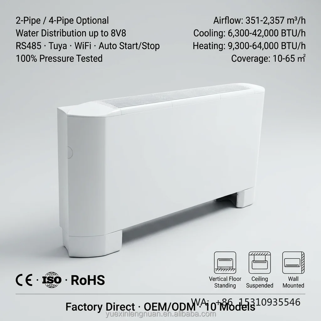 Yesncer 6300-42000 BTU Cooling Water Fan Coil Floor Standing Commercial FCU With 3-Years Warranty CE ISO 14001