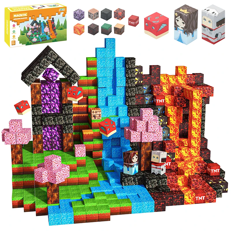 Magnetyczne klocki konstrukcyjne Świat Kopalni Zestaw Magnetycznych Kostek STEM Zabawka Edukacyjna dla Dzieci Chłopiec Dziewczynka Wiek 3+ Model DIY Prezent Świąteczny dla Dzieci