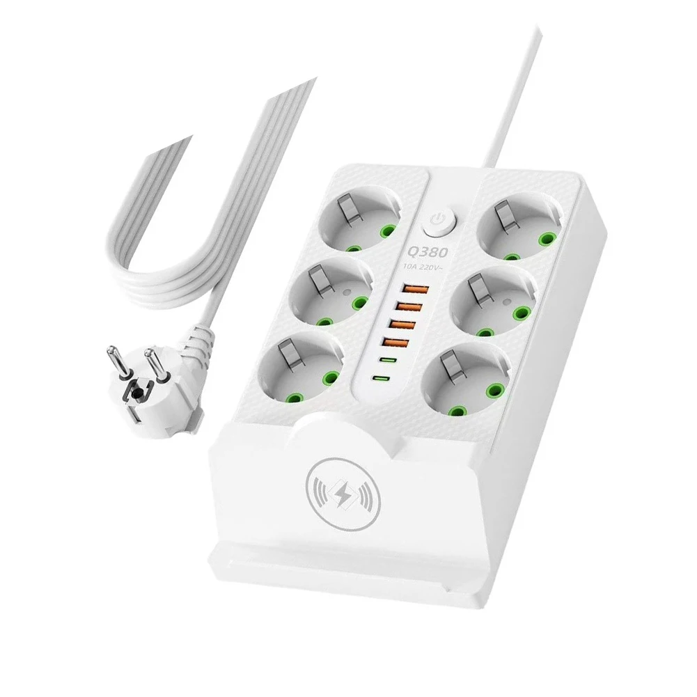for Power Strip Multi Device Charging Station 12-in-1 Power Strip Dual USB-C Ports Overload Protection System Space-saving