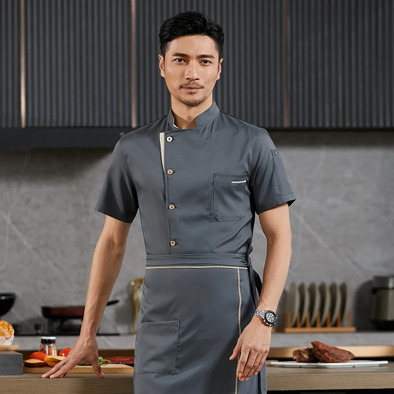 Men Kitchen Jacket Professional Chef Uniform Restaurant Cooking Clothing Bakery Cafe Waiter Shirt Hotel Overalls