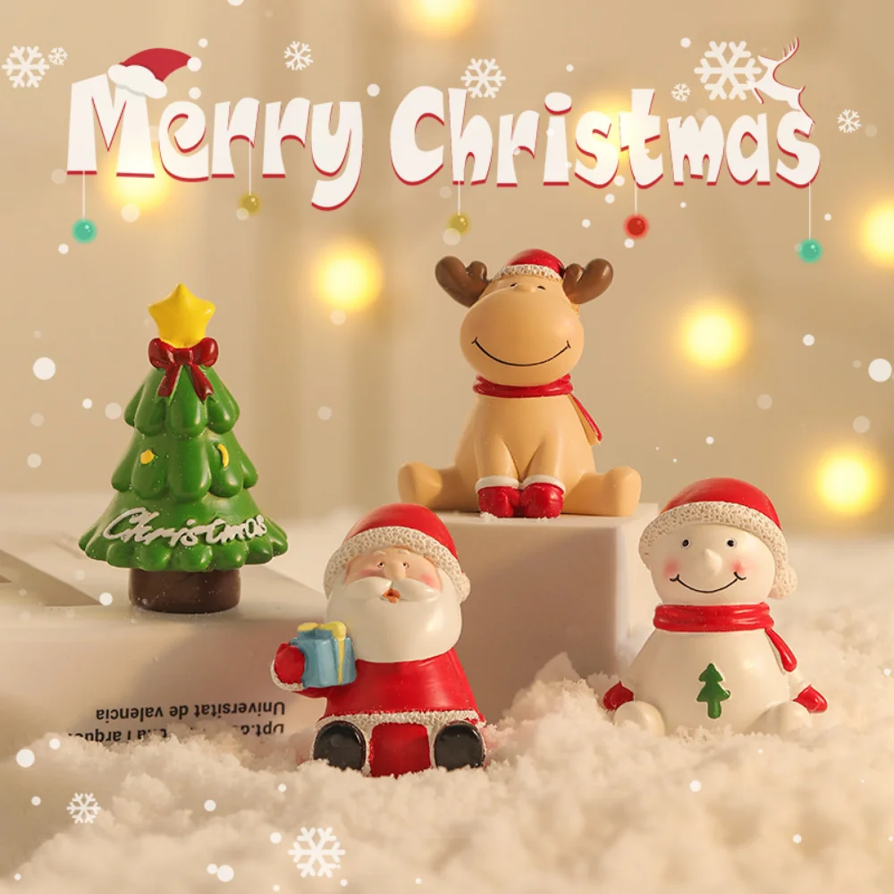 Christmas Decorations Santa Snowman Christmas Tree Elk Miniature Landscape Ornaments Winter Christmas Scene Desktop Display 2025