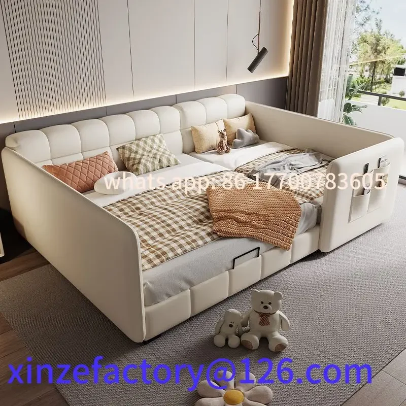 Customizable family three or four king-size bed storage function splicing bed