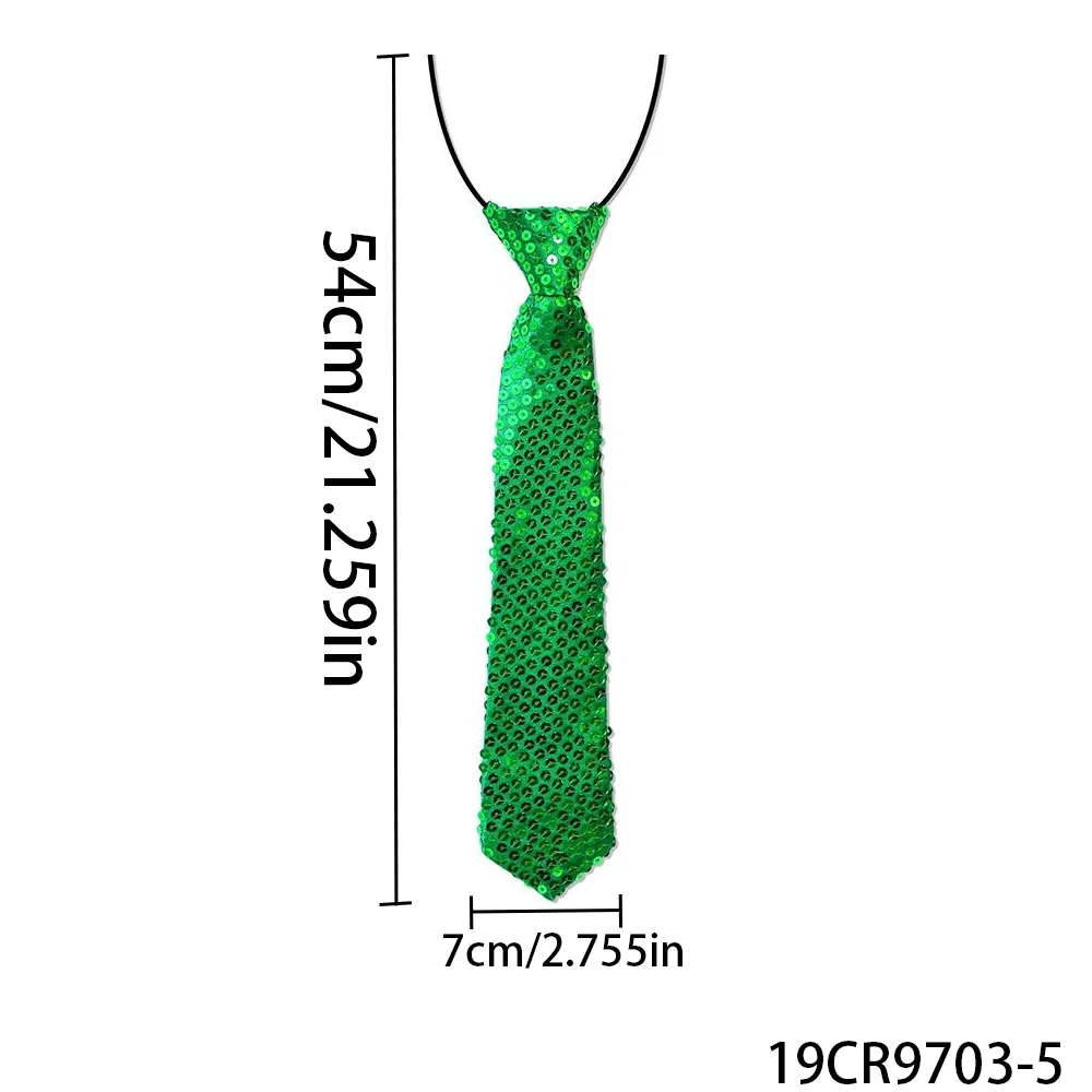PESENAR Green Sequin Tie: a Sparkling Accessory for Festive Occasions Great for Role-play and Cosplay