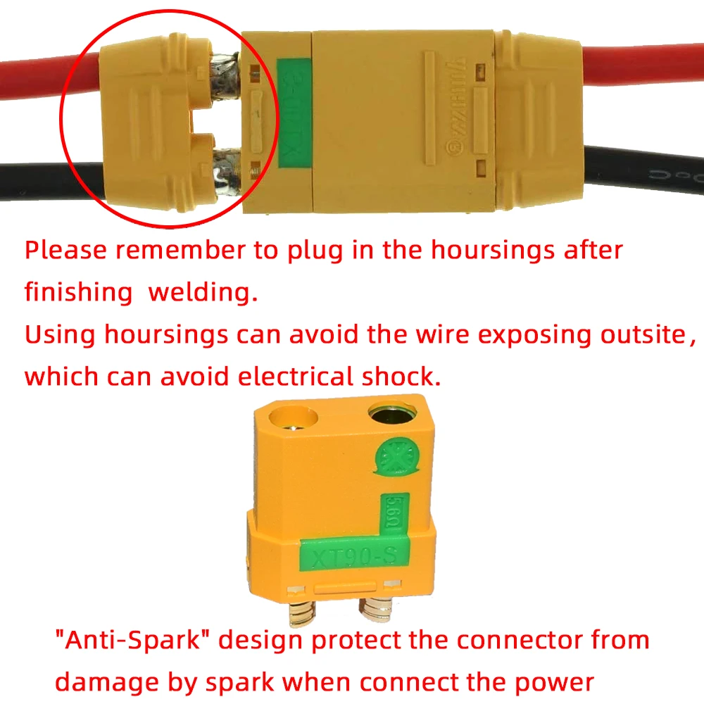Amass XT90S XT90-S XT90 Connector XT90 Anti-Spark Male Female Motor Adapter for Battery ESC and Charger Lead for RC Car Truck