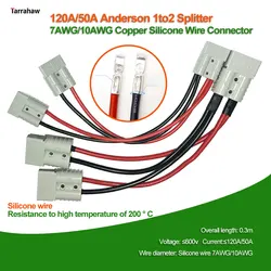 1 do 2 Splitter 600V 120A Anderson Plug złącze miedziane bateria słoneczna uprząż 7AWG 100A ładowanie silikonowy prąd o dużym napięciu kabel