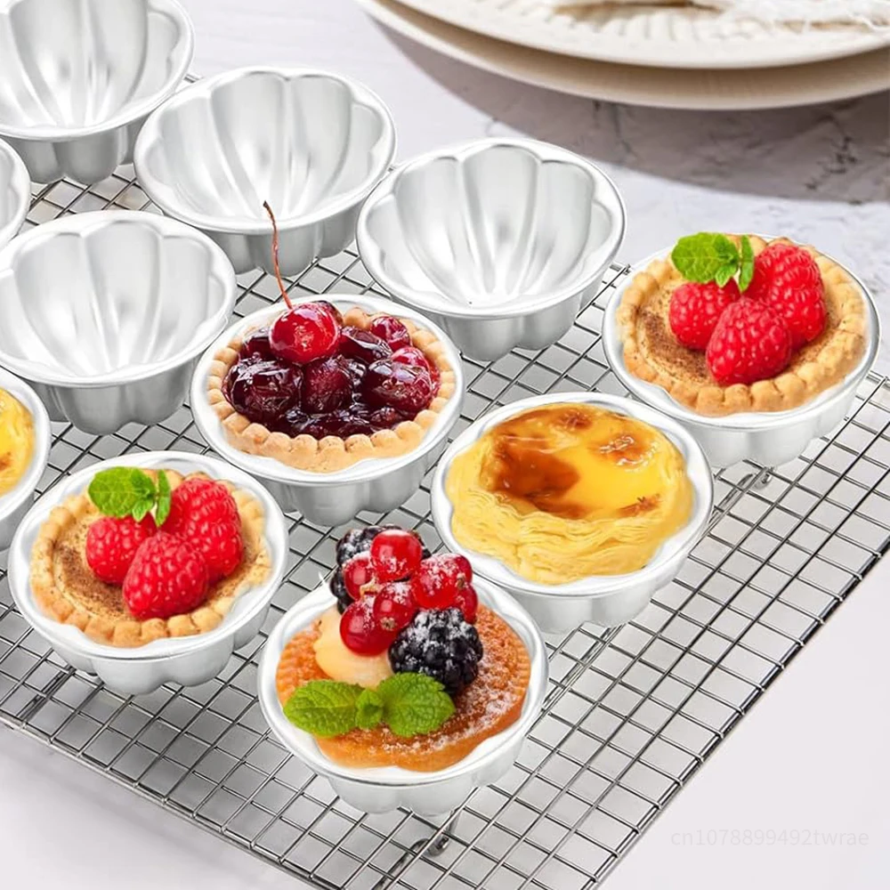 6pcs Half Ball Pumpkin Shell Aluminium Tart Mould Jelly Pudding Cup Cupcake Mold Reusable Cake Tartlets Mould Baking Tools