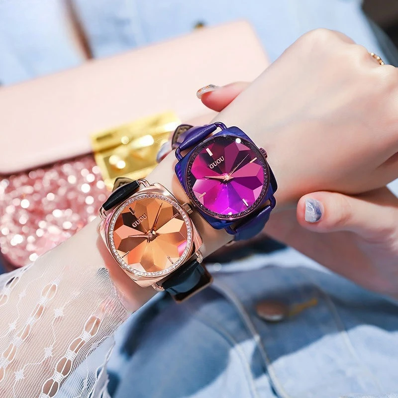 

Square-Faced Women'S Fashion Watch, Simple And Trendy Quartz Watch With Leather Strap, Stylish Quartz Wristwatch For Women.