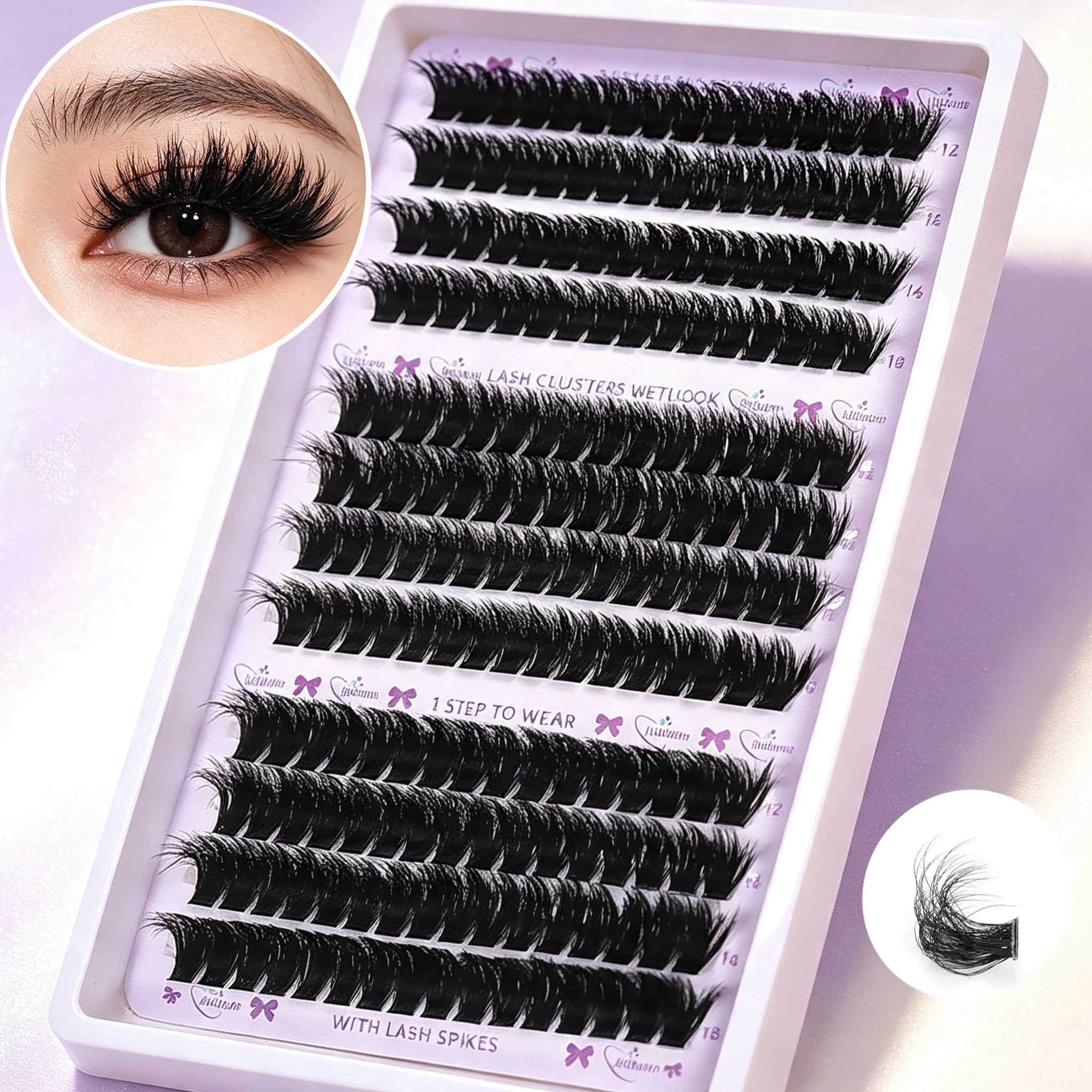 Cluster-Wimpern D-Curl Flauschige Einzelwimpernverlängerungen DIY Manga Falsche Wimpern Weich für Anfänger Tägliches Augen-Make-up – Detail 1