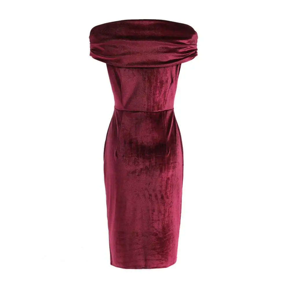 

Off-the-shoulder Dress Elegant Velvet Sheath Evening Dress Off Shoulder Backless for Cocktail Parties Proms Velvet Dress