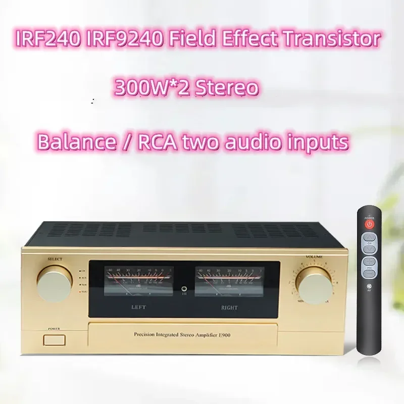 Precision Integrated HiFi IRF240 IRF9240 Field Effect ทรานซิสเตอร์ 300W * 2 สเตอริโอ Home Audio เครื่องขยายเสียงด้วยรีโมทคอนโทรล VU Meter