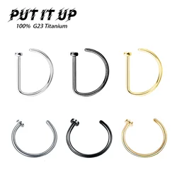 G23 Titanium Nose Ring Implant Grade Titanium Gothic Fake Pierced Nose Ring 18G 20G Classic Tongue Piercing Jewelry Anodized