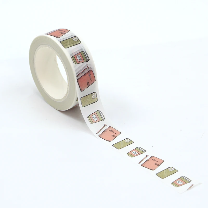 2023 NEW 1PC 10M Cute Phone and Coffee Cup Planner Book Washi Tape for Scrapbooking Planner Adhesive Masking Tape Papeleria