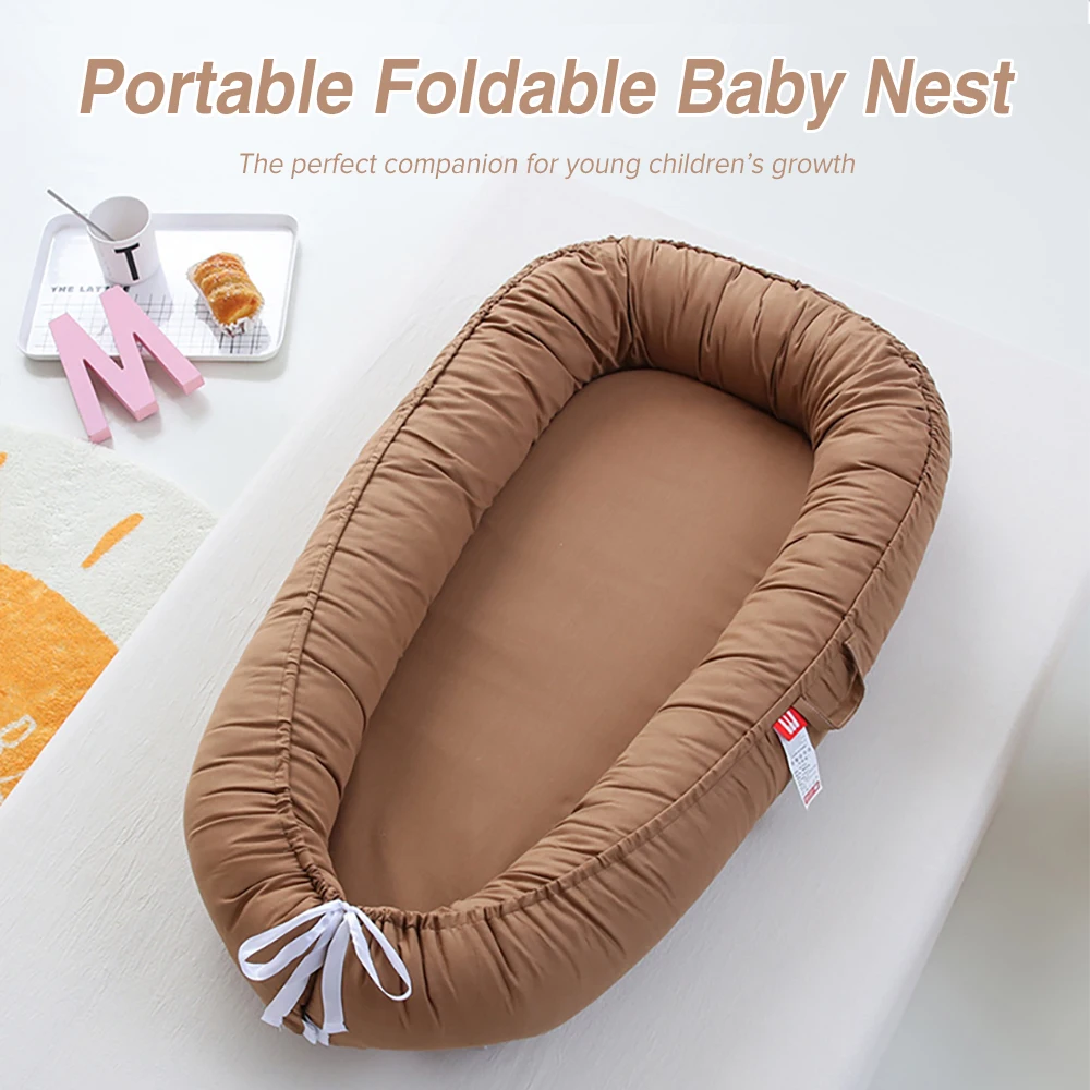 AnGku 19.7*33.46*5.12 Inch Cotton Breathable Baby Bed Portable Baby Nest for Newborn Sleeping Adjustable