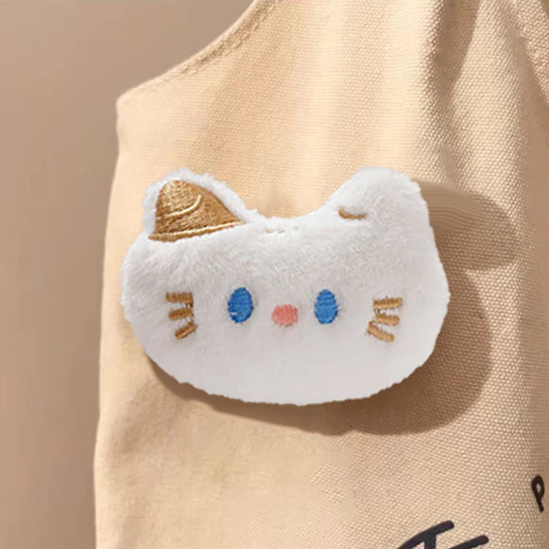 Plush Blue Eye Cat Coin Purse Cute Women's Zipper Wallet Earphone Storage Bag Keychain Pendant