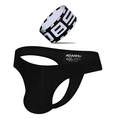 Imagen 2 del producto Color sólido, calzoncillos de horquilla alta, ropa interior de hombre, ropa interior de cadera medio envuelta, brazalete de fitness simple.