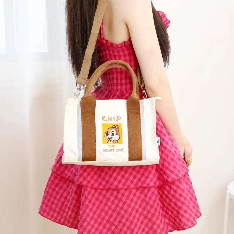 New Disney Dopamine Series Canvas Crossbody Bag Cartoon Winnie The Pooh Large Capacity Tote Bag Girl Gift Commuting