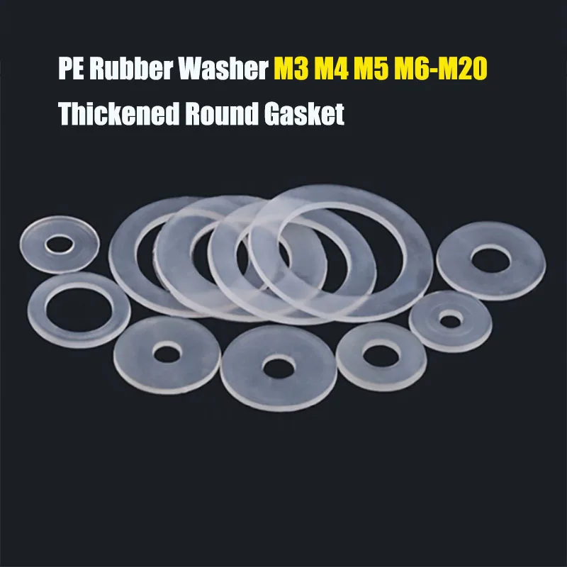 

20 PCS Nylon Gasket PE Rubber Washer M3 M4 M5 M6-M20 Thick Insulated Soft Plastic Flat Gasket Round Screw Gasket