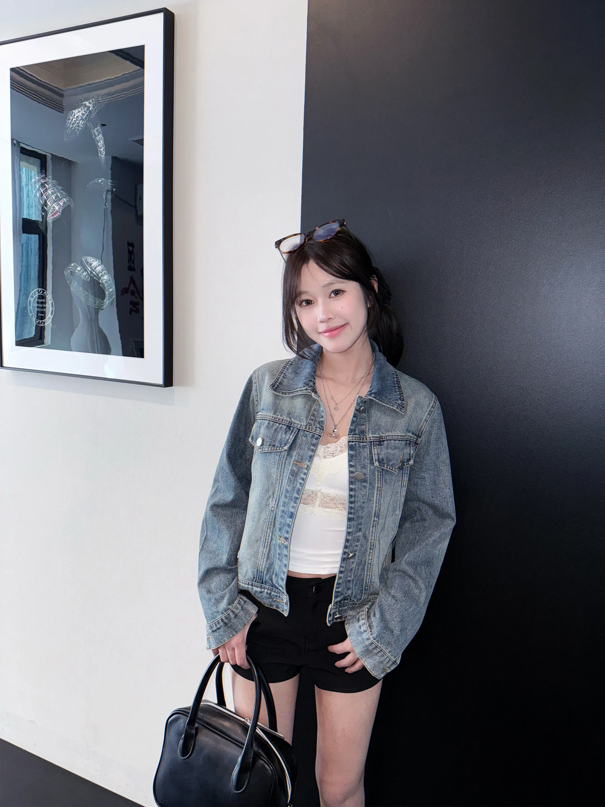 

Waed Blue Vintage ort Denim Jaet Women's Casual Loose Fit Top Versatile Faded Design Chinese Brand Aassss