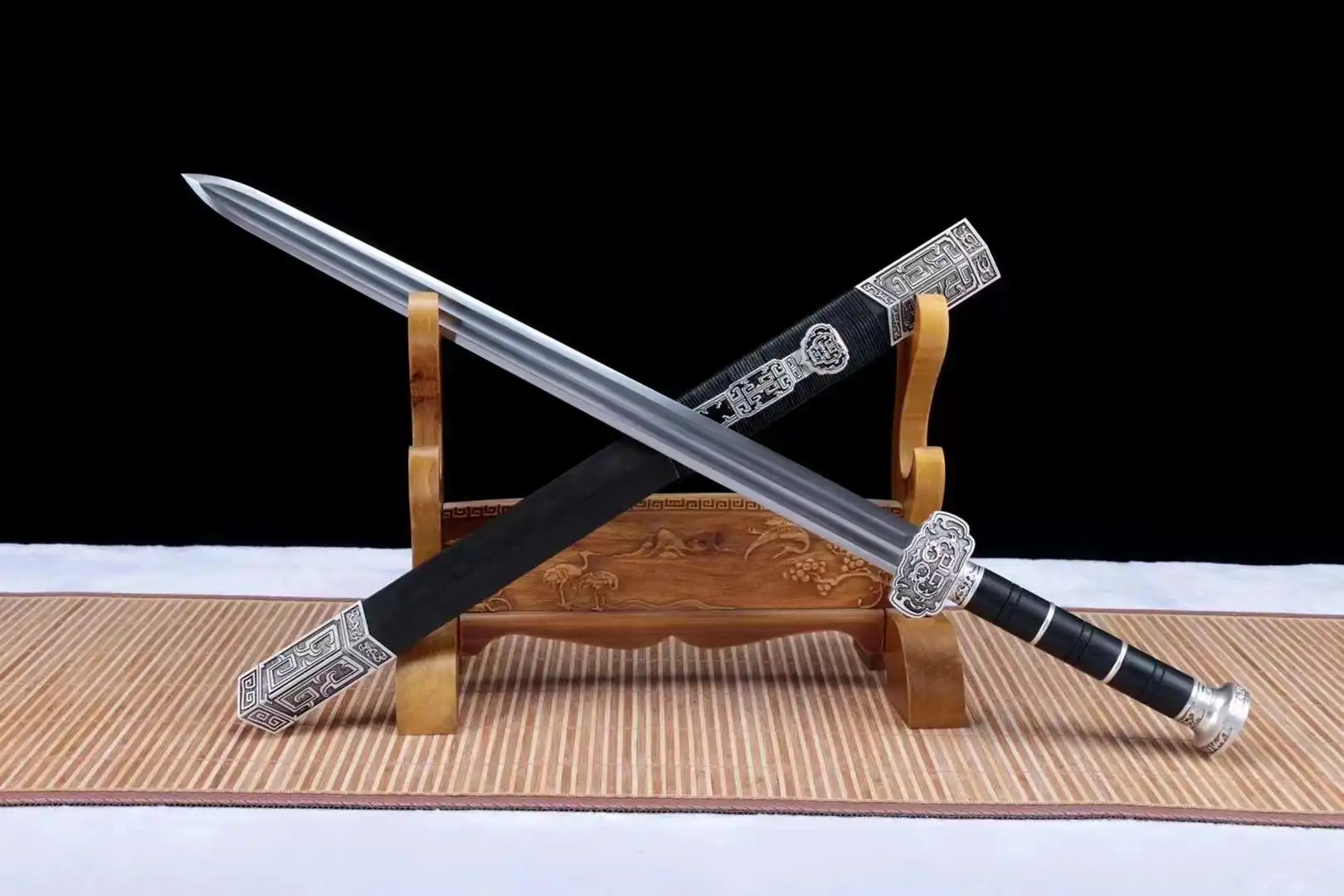 Chinese Kungfu Battle Sword, ruyi jian,Real Handmade Multi Refined High Performance Manganese Steel Blade, Unhardened