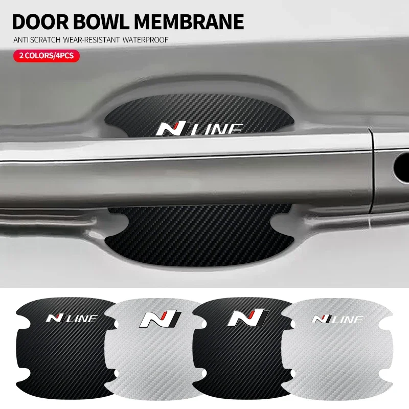 

4PCS Car Door Handle Bowl Scratch Protector Carbon Fiber Stickers For Hyundai Elantra Kona i10 i20 i30 ix25 ix35 Tucson N Line