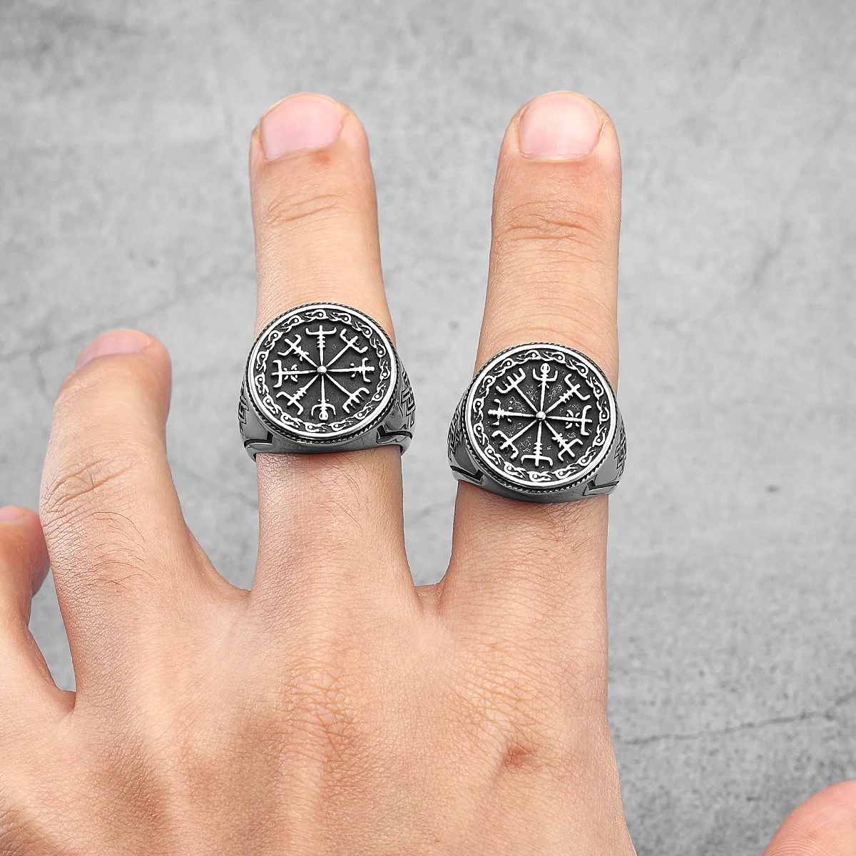 فايكنغ البوصلة سلتيك عقدة الرجال خواتم مجوهرات من صلب لا يصدأ الشرير الصخرة كول الاشياء الإكسسوارات للنساء هدية بالجملة #2