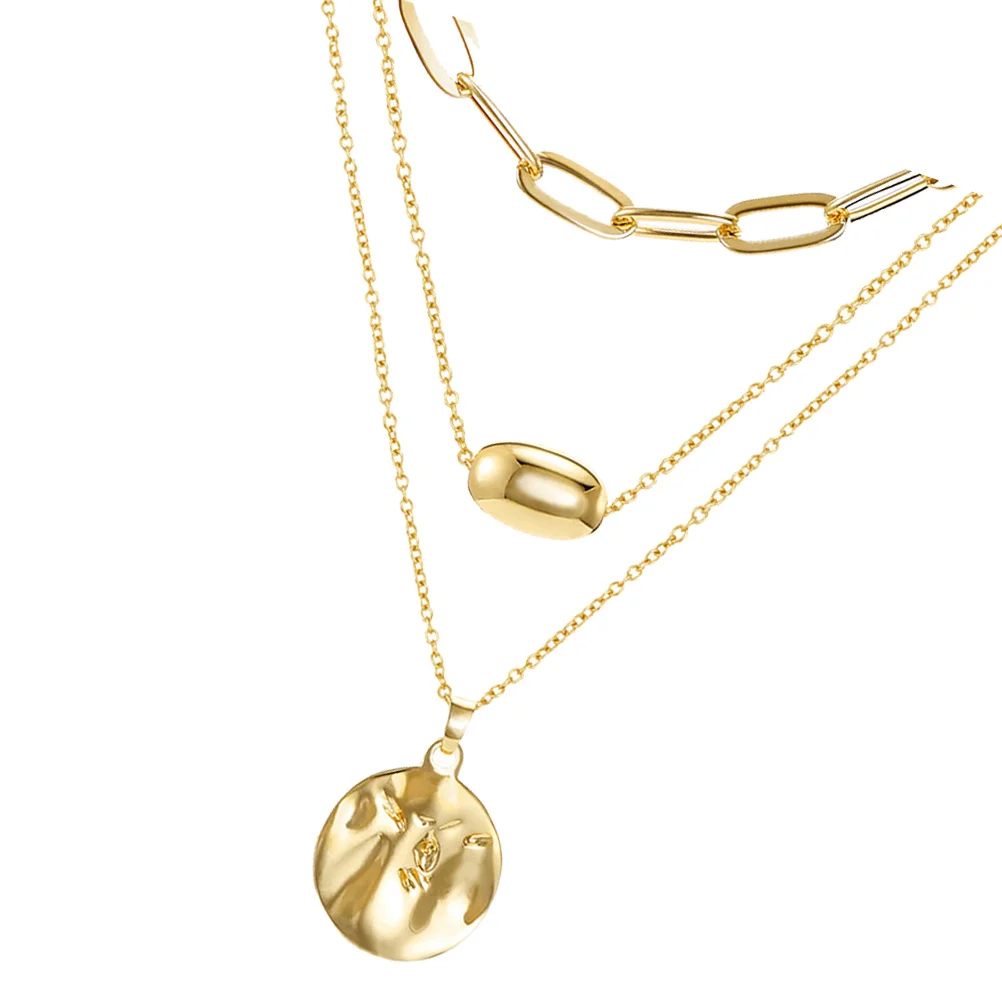 

3 pcs Alloy Pendant Necklaces Set Adjustable Clavicle Chains Vintage Stylish Neck Jewelries Charming Adornments Elegant Chains