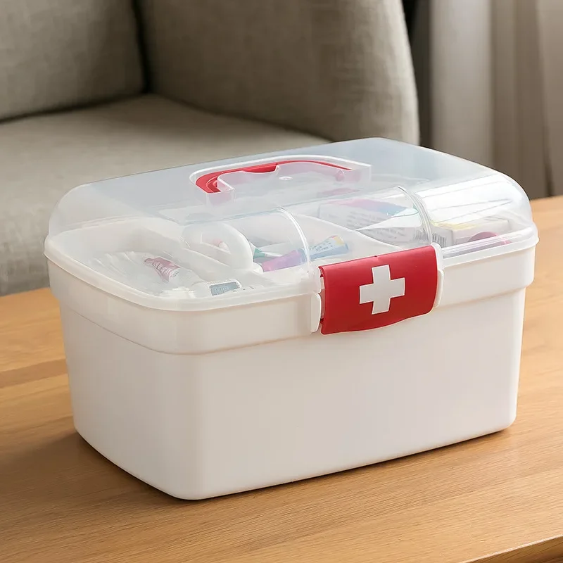 

Large Capacity Medicine Organizer Storage Container Family First Aid Chest Portable Emergency Kit Box Survival Kit Medical