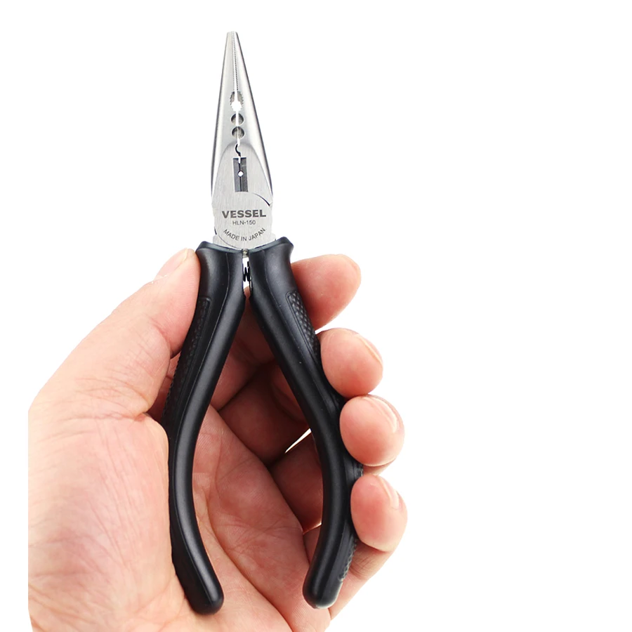 VESSEL hand tools pliers Precision Long Reach Needle Nose Pliers with Muti-Purpose of Wire Cutting, Bending Crimping HLN-150