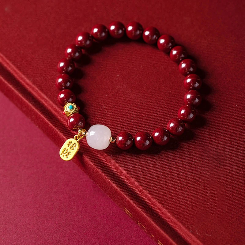 Feng Shui Wealth Bracelets For Woman - Natural Cinnabar Bracelet For Woman Protection Bring Luck Prosperity Attract Money