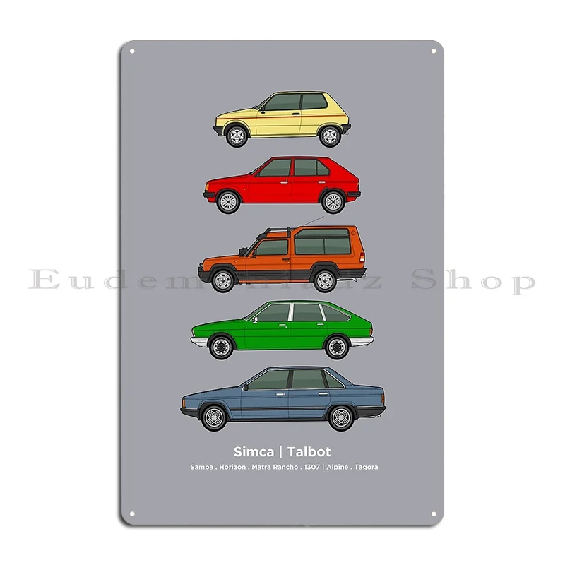 Simca Talbot Classic Car Collection Metal Plaque Plaques Customize Painting Kitchen Wall Decor Tin Sign Poster