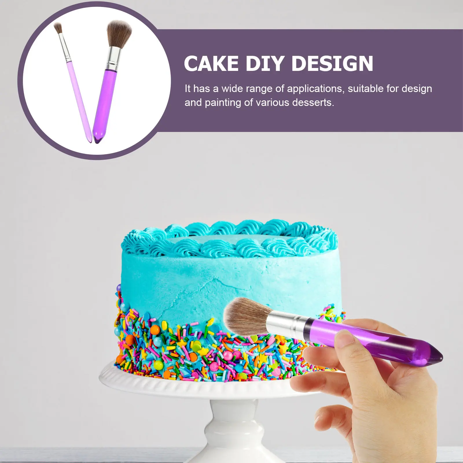 

2Pcs Cake Decorating Brushes Multifunctional Food Safe Nylon Brush Set for Cake Painting Fondant Cookie DIY Dessert Decorating