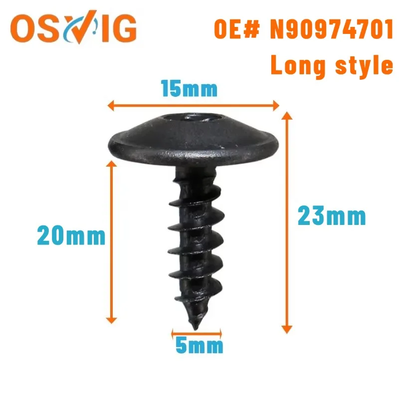 

10pcs N90974701Long style 5*20mm Mudguard Screw Bumper Cover, Grille Spoiler Nut Suitable For Volkswagen Audi Golf Jetta