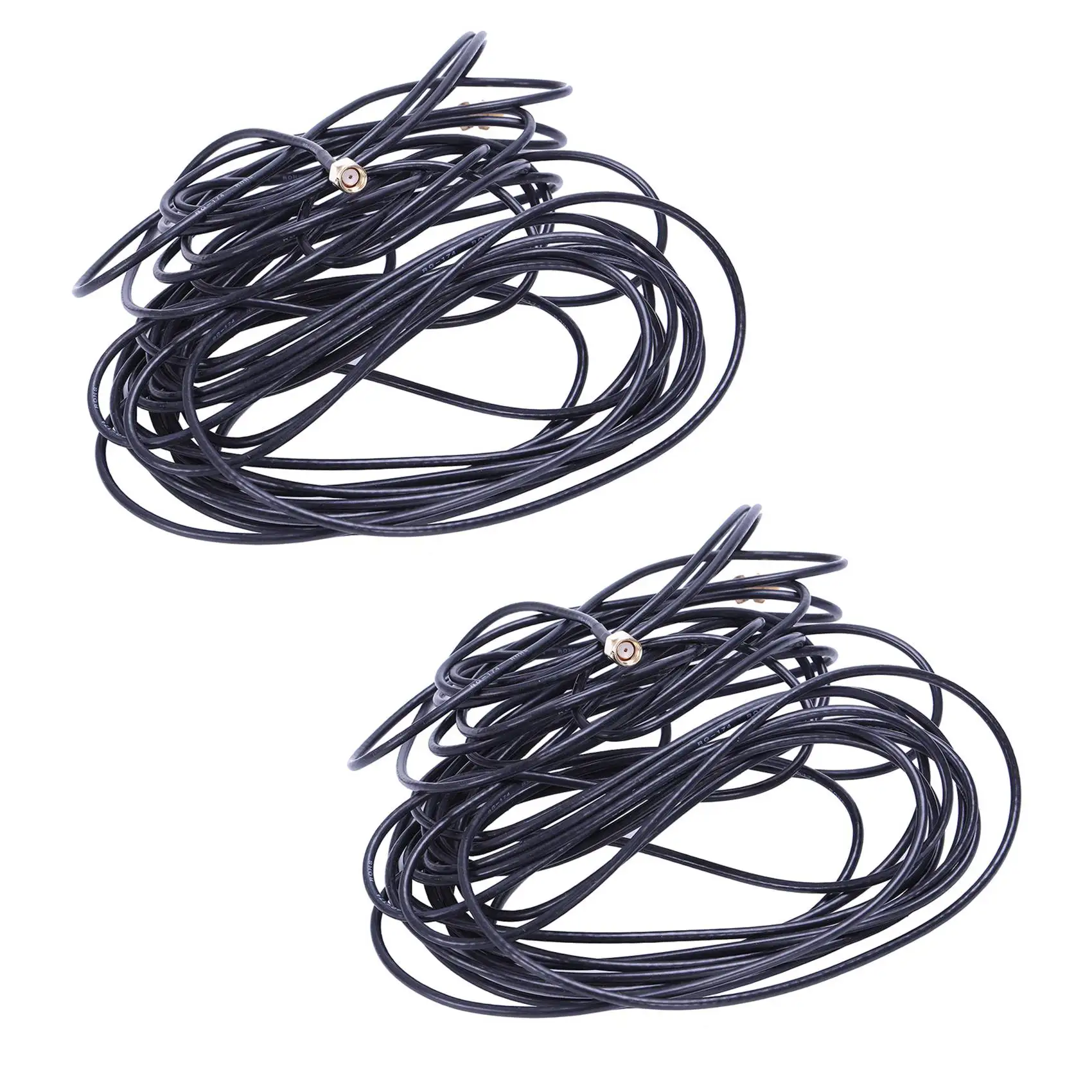 AB53 2 uds 10M negro RP-SMA macho a hembra Cable de extensión de conector de antena Wifi
