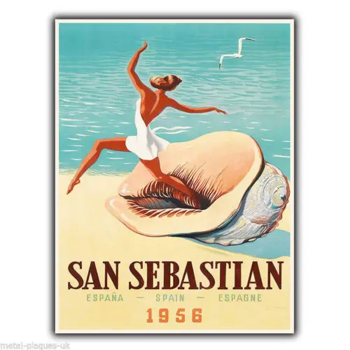 SAN SPAIN Vintage Retro Travel Advert METAL WALL SIGN PLAQUE poster-Aluminum