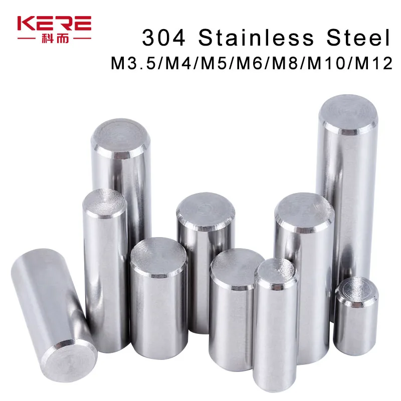 KERE M3.5/M4/M5/M6/M8/M10/M12 304 Stainless Steel Solid Positioning Cold Heading Process Chamfer 5-100mm Cylinder Parallel Pin