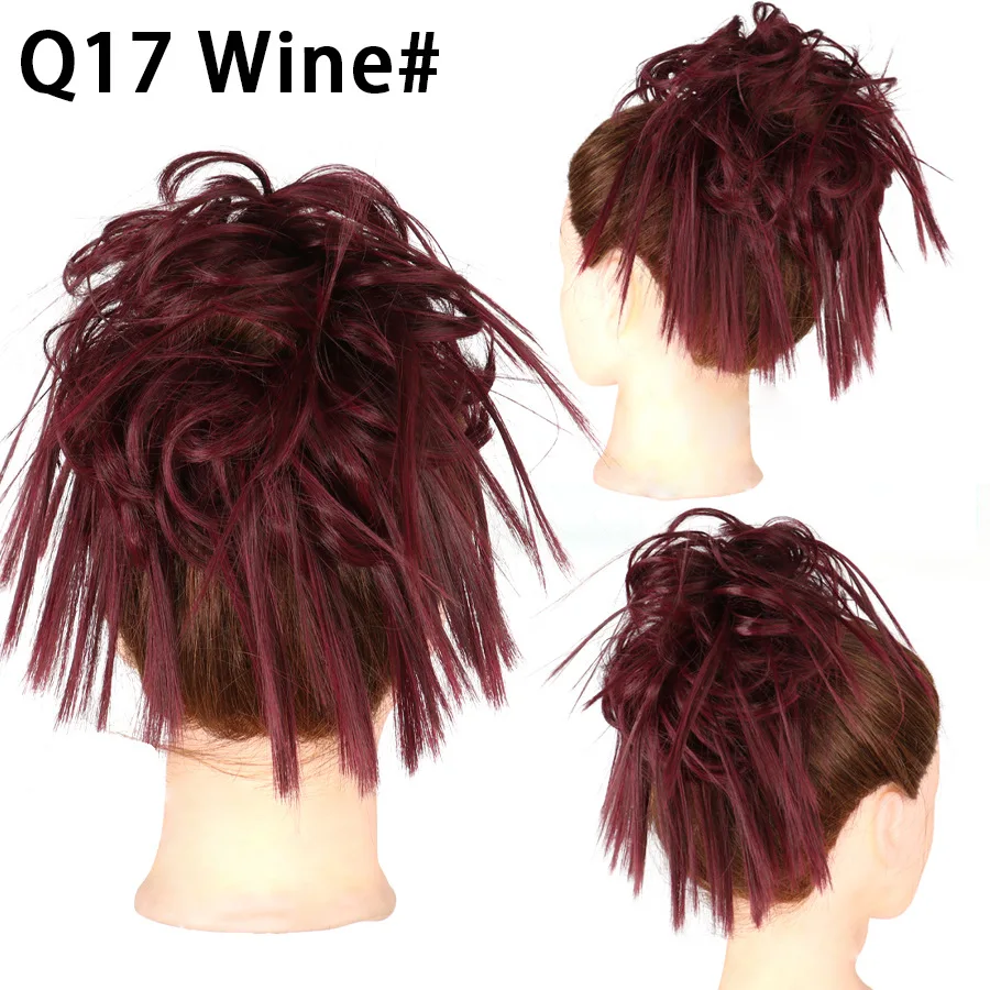 Synthetischer, unordentlicher, flauschiger Haarknoten, zerzaustes Haarteil, elastisches Band, Chignon, Haargummi, Pferdeschwanz-Erweiterungen, Haarschleife für Frauen – Detail 4