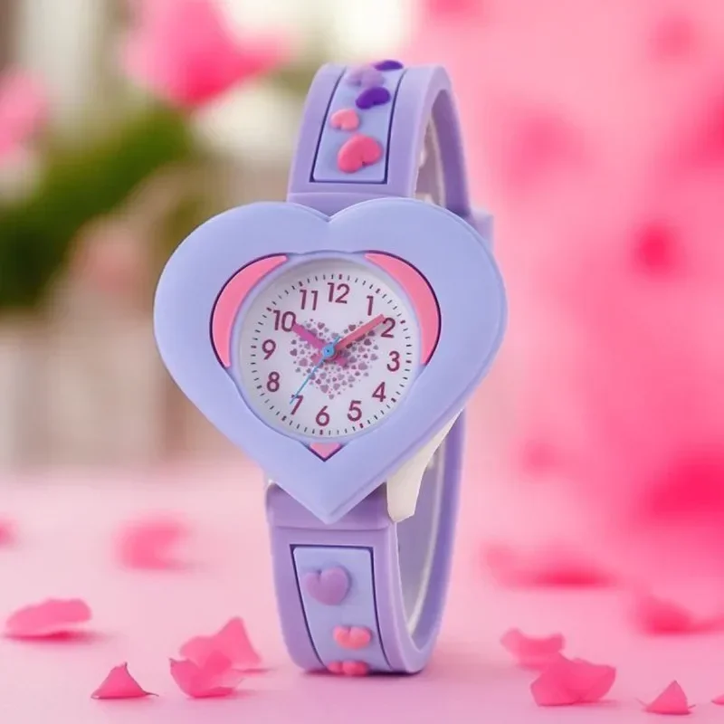 Love Girls Watch Child Student Quartz Watch Learn To Recognize Time Gift Plastic Silicone Cute Reloj Para Niñas Relojes De Niñas