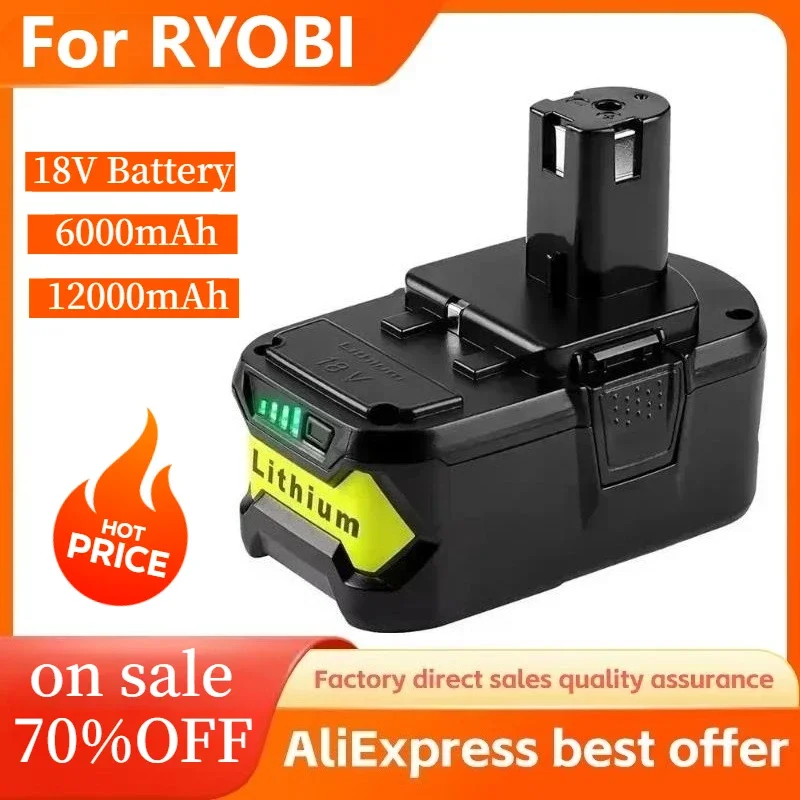 

Daweikala For RYOBI P108 12Ah 18V One+ Plus Battery 18 Volt Lithium-Ion Power Tools P104 P107 RB18L50 RB18L20 P108 18V Charger