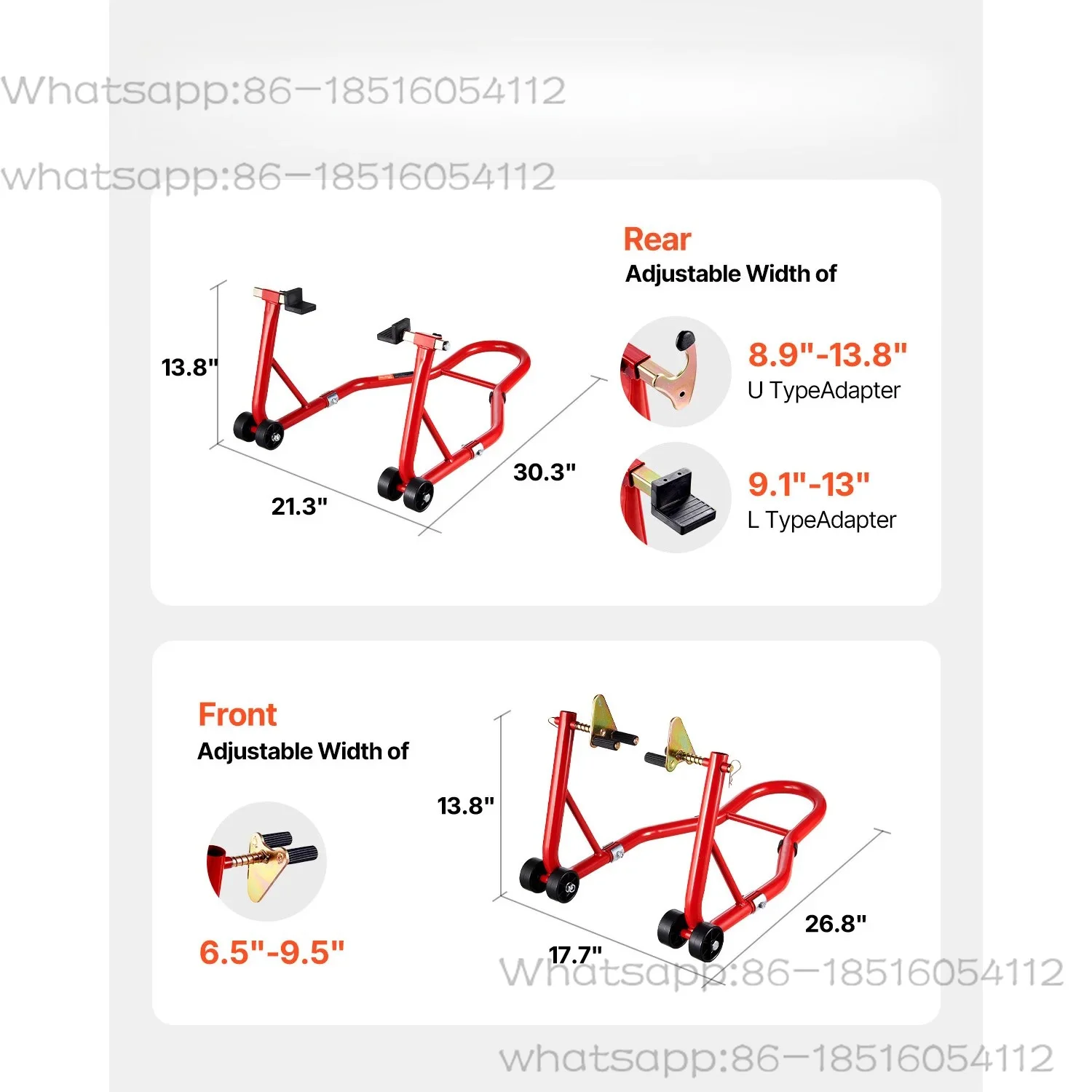 Motorcycle Lift 850lbs Front Rear Combo Stand Lift Front Wheel Dual-Fork Rear U+L Fork Swingarm Spool Stand