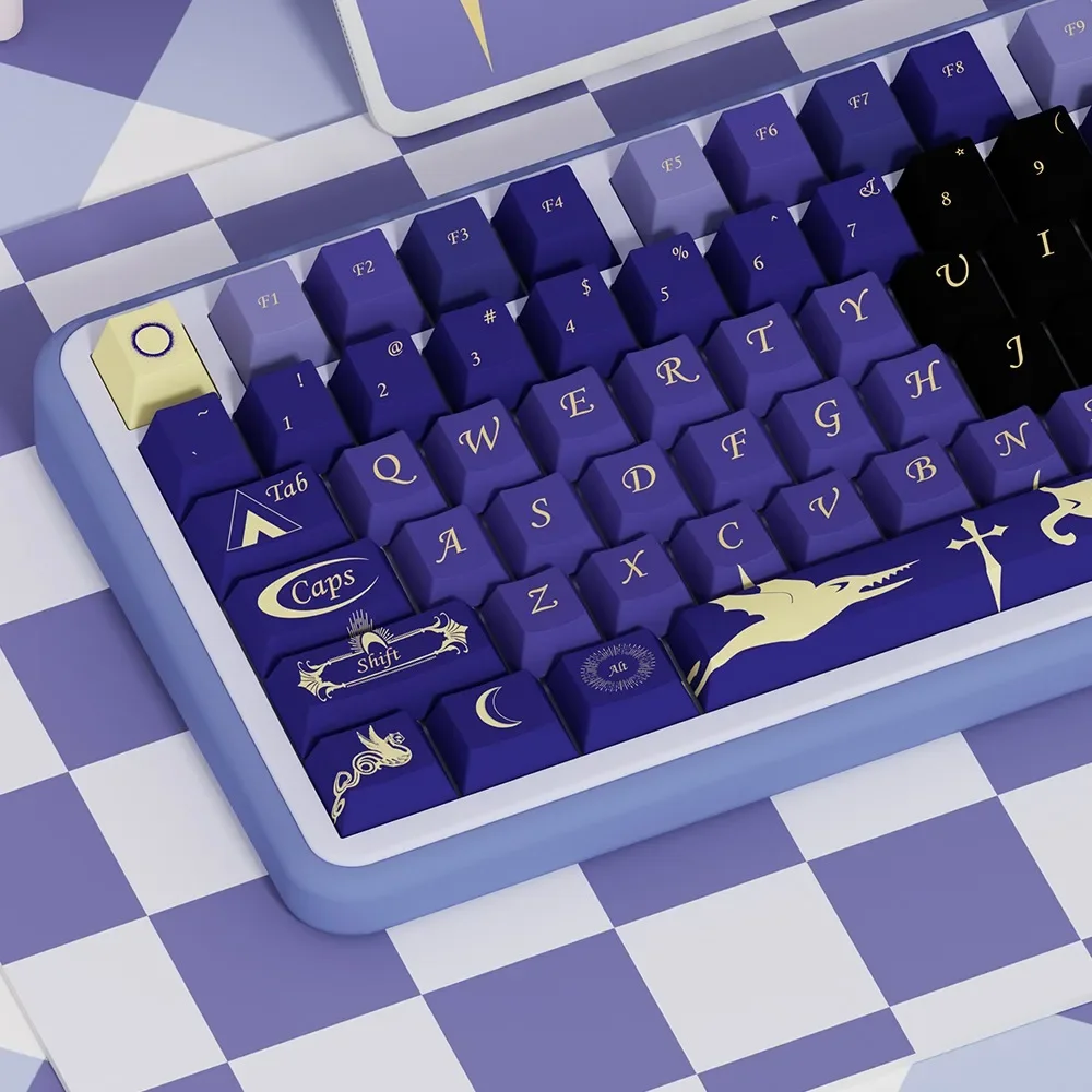 Imagem -02 - Adequado para Teclado Mecânico Keycaps Material Pbt 138 Teclas Roxo Cereja Coração Preto