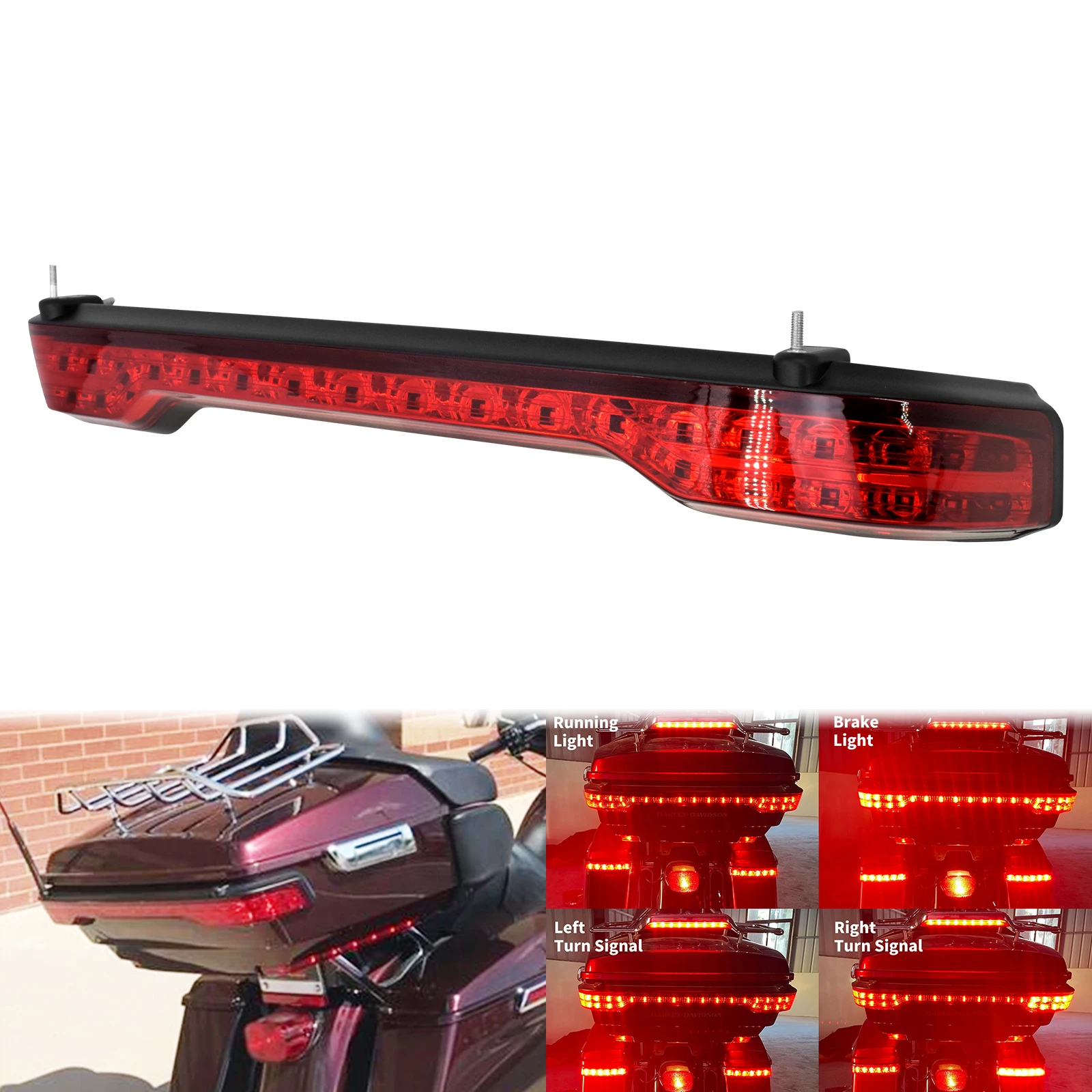 Motorcycle Rear Tour-Pak King Tour Pack LED Brake Turn Signal Light Tail Lamp For Harley Touring Road Glide Limited 2014-2022