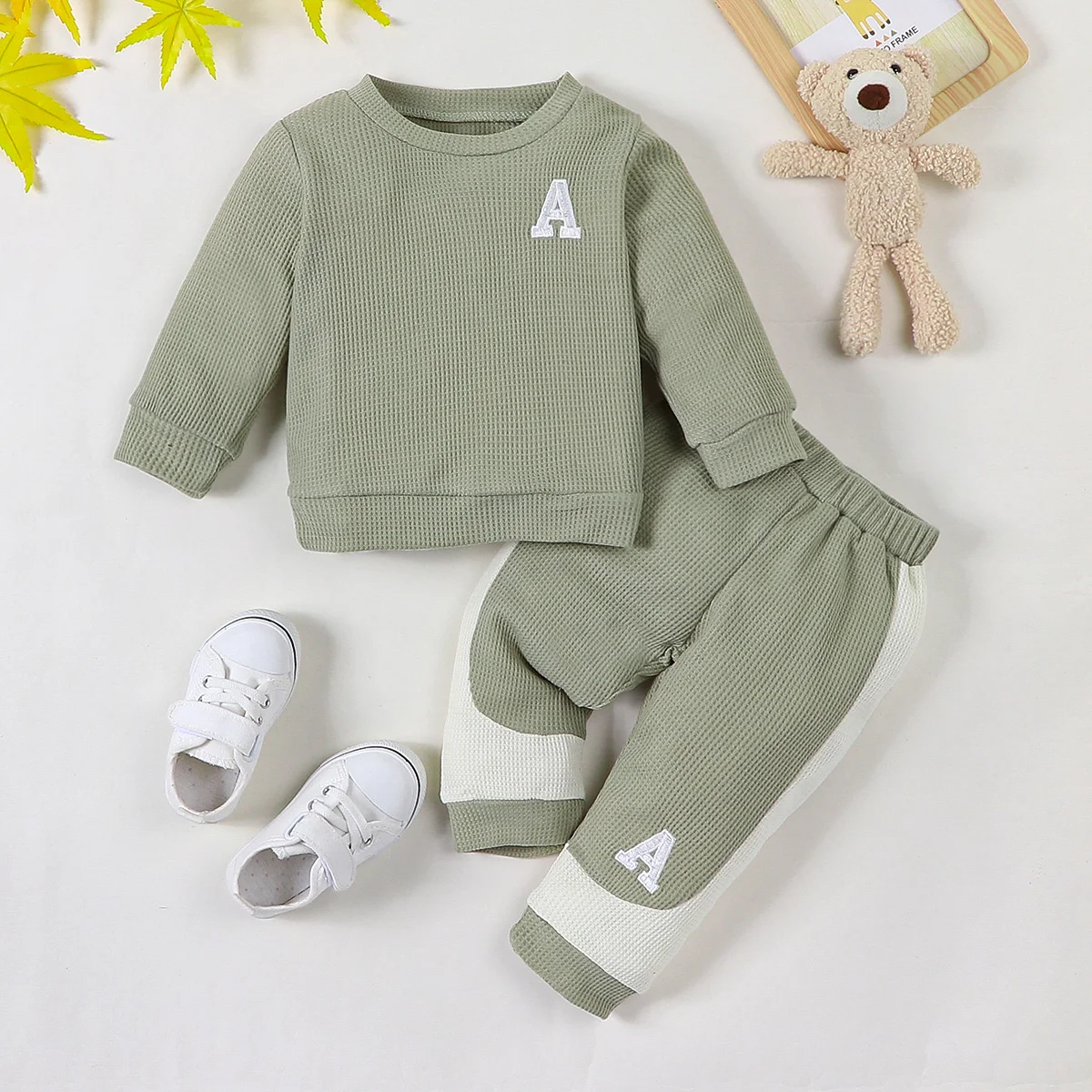 Baby Boy Autumn Winter Fashion Sports Style Outfit A-Line Embroidery Top Long Sleeve Round Neck Pants Set Cute And Stylish