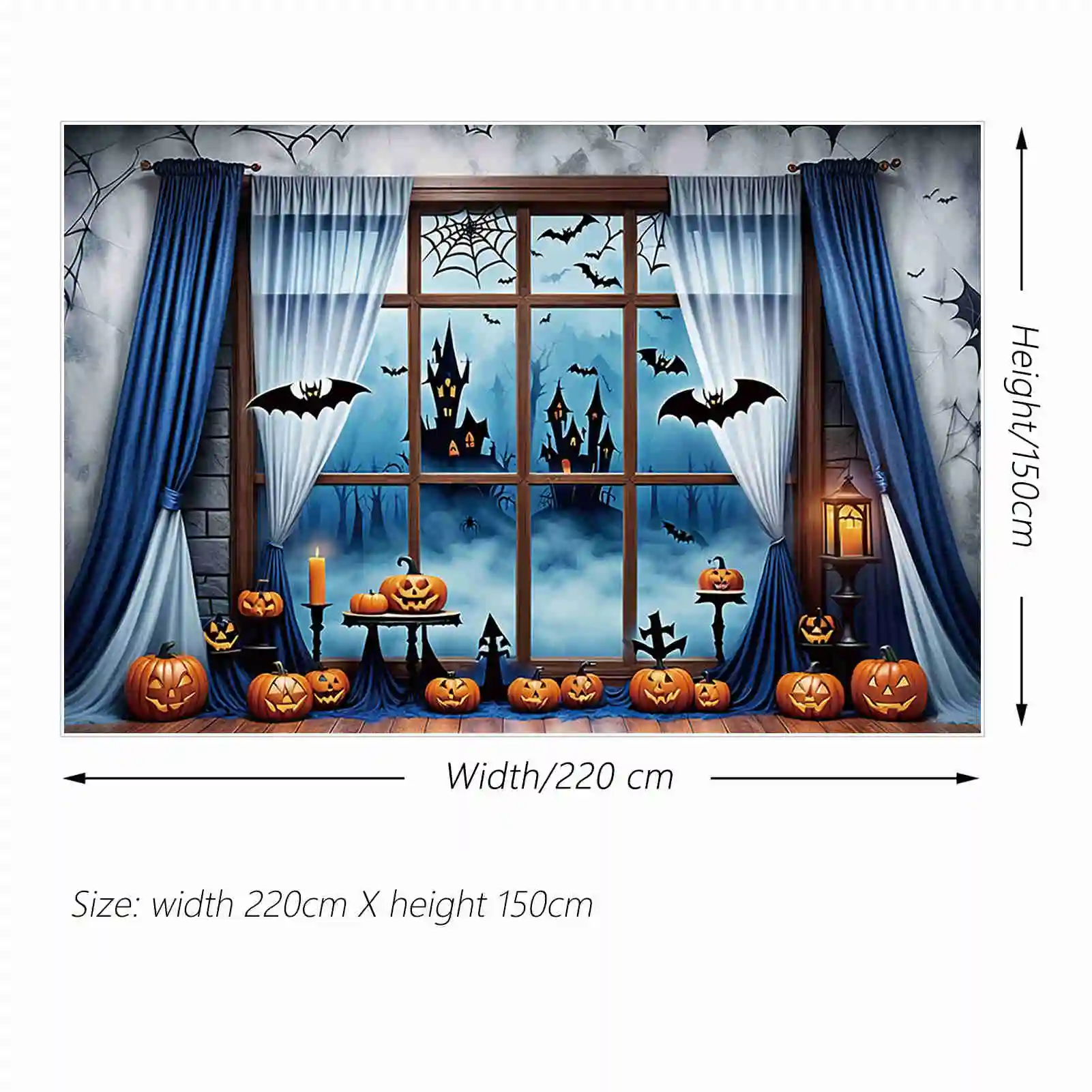 MOON.QG-cortina de fondo de Halloween para niños, telón de ventana de Jack-o-linterna, decoraciones de fiesta personalizadas, accesorios para sesión fotográfica