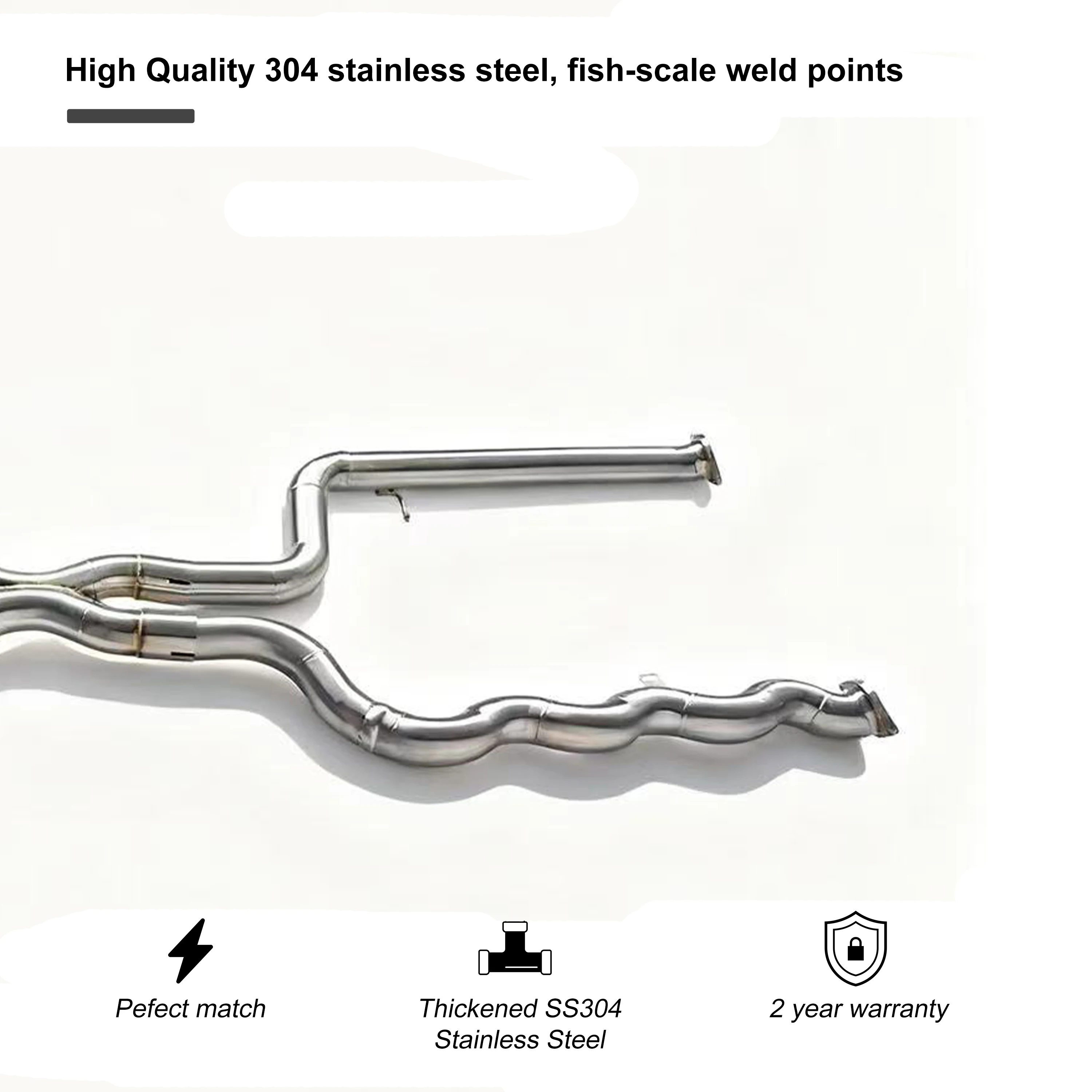 PRO Equal Length Exhaust Midpipe for BMW S58 M3 M4  M2 G80 G82 G87 3.0T 76mm/3inches MidPipe with Resonators SS304 Exhaust Pipe