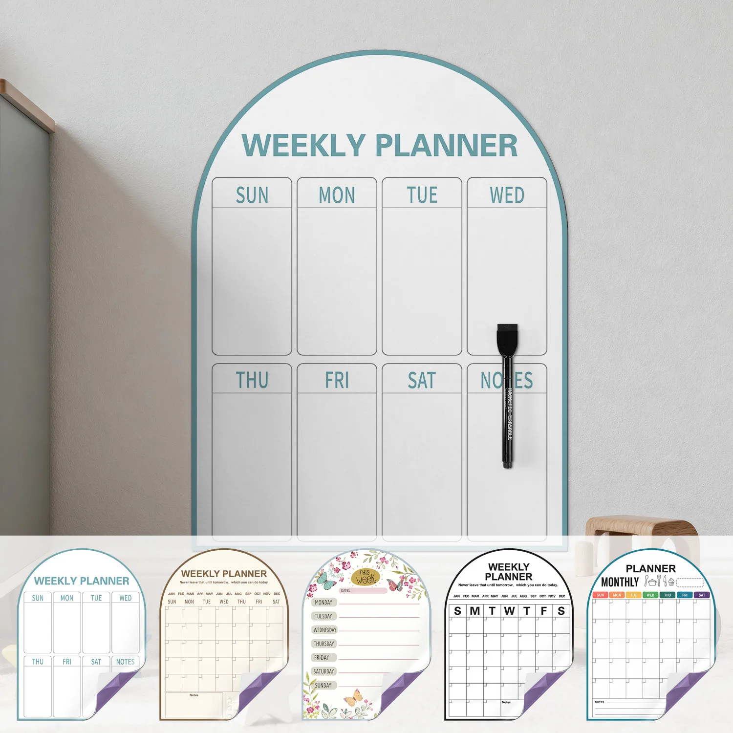 Self‑Adhesive Weekly Planner Whiteboard Sticker 30×40cm Dry Erase Schedule Board for Home Office Kitchen Organization