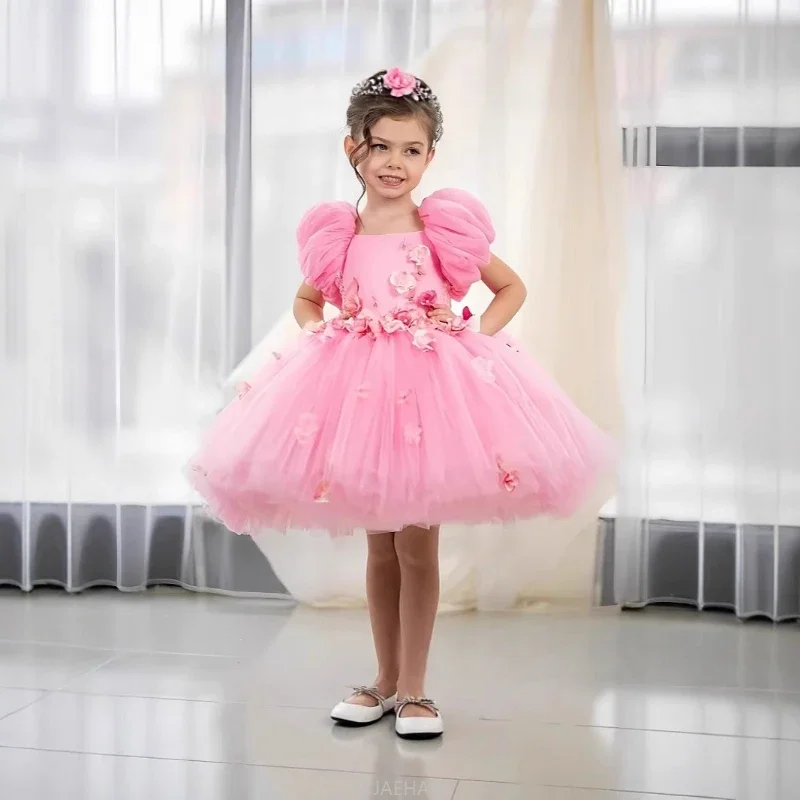 Dress For Girls Party Kids Costume Sweet Princess Dresses Large Petal Tulle Gown Children Holiday Performance Tutu Skirt Costume