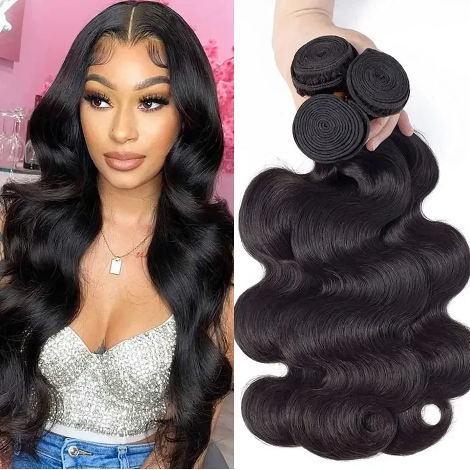 Raw Indian Hair Bundles Human Hair Body Wave Bundles Unprocessed 10A Virgin Hair Bundle Hair Extensions For Women