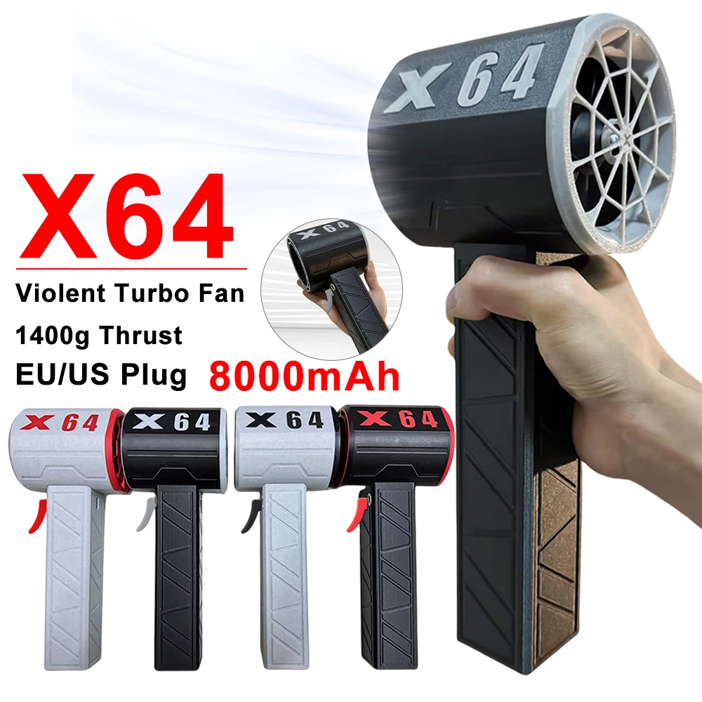 X64 Car Violent Blower Handheld Turbo Jet Fan Brushless Motor 800W High Power Duct Fan Turbo Fan 8000mAh 1400G Dryer BBQ